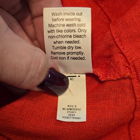 LC Lauren Conrad Tank Top Womens Size 3X Red Linen Blend Hi-Lo Hem Beach Summer - Picture 5 of 9